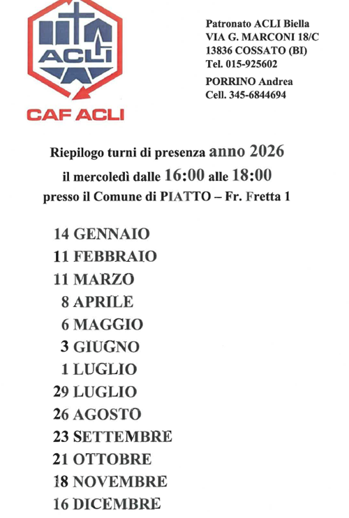 Date Patronato anno 2026
